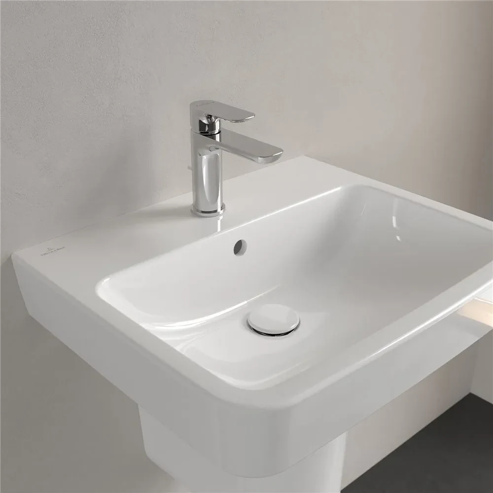 VILLEROY & BOCH O.novo závesné umývadlo s otvorom, s prepadom, 550 x 460 mm, biela alpská, s povrchom CeramicPlus, 4A4155R1
