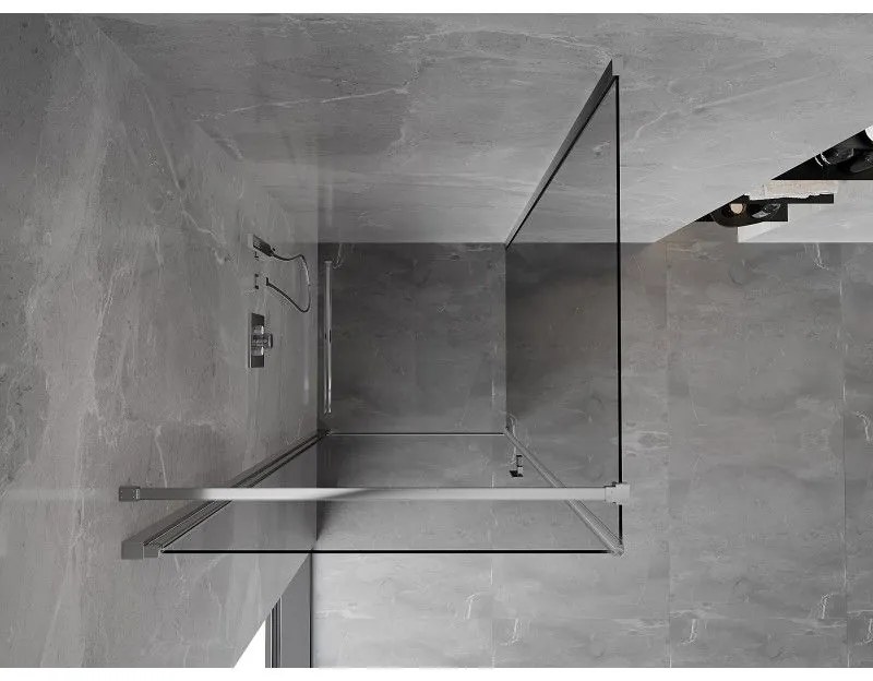 Mexen Mist-B, 1-krídlový výklopný sprchový kút 70 x 70 cm, číre sklo, chrómový profil, 8A2T-070-070-01-00