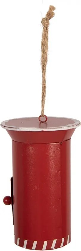 Červená kovová závesná dekorácia poštová schránka Santa - 12*8 cm