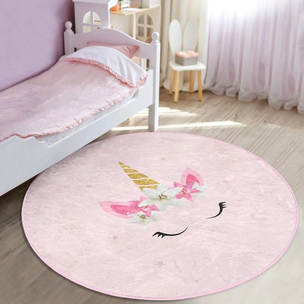 Ružový detský koberec ø 120 cm Comfort – Mila Home
