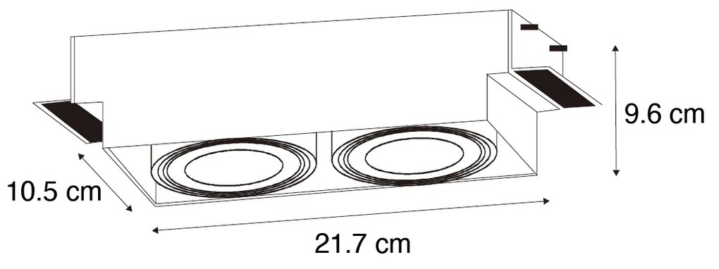 Sada 6 zapustených bodových svetiel biela GU10 70 mm 2-svetelná bezrámová - Oneon