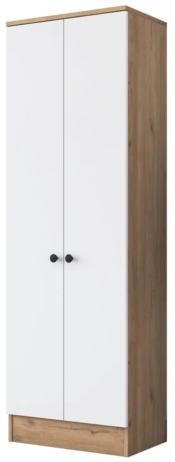 Biela/prírodná šatníková skriňa v dekore orecha 60x183 cm Theresa - Kalune Design