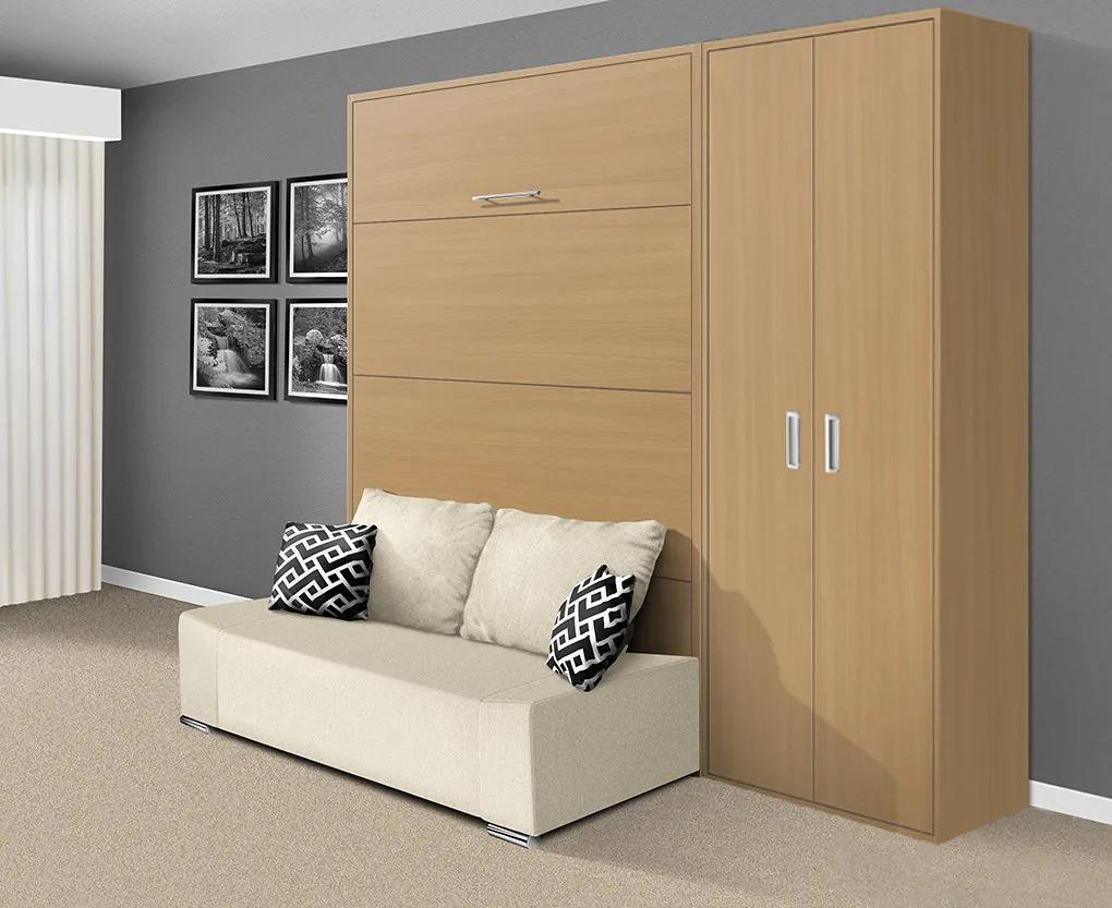 Nabytekmorava Sklápacia posteľ s pohovkou VS 21058P 200x120 farba pohovky: Krémová, Typ farebného prevedenia: Agát / dvere biele