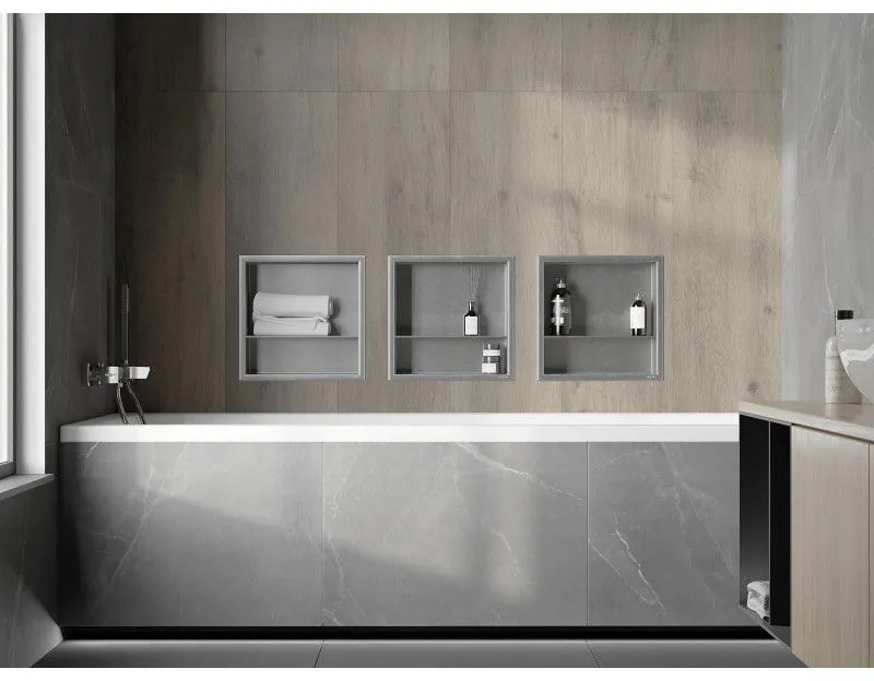 Mexen X-Wall-R, polička na zapustenie na obklad s golierom 30 x 30 cm, oceľová, 1910303010S