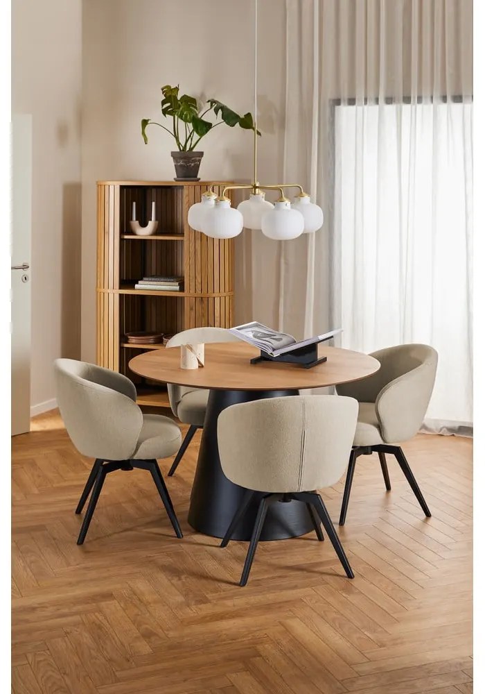 Čierno-prírodný okrúhly jedálenský stôl s doskou v dubovom dekore ø 120 cm Soli – Actona