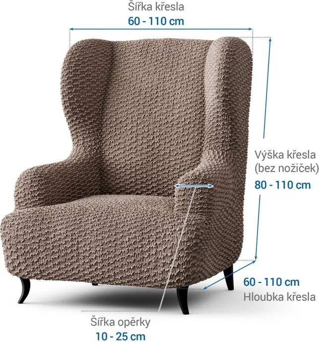 Bielastické poťahy MOSAICO orieškové kreslo ušiak (š. 60 - 110 cm)