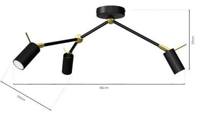 Bodové svietidlo IRIS 3xGU10/MR11/40W/230V čierna/zlatá