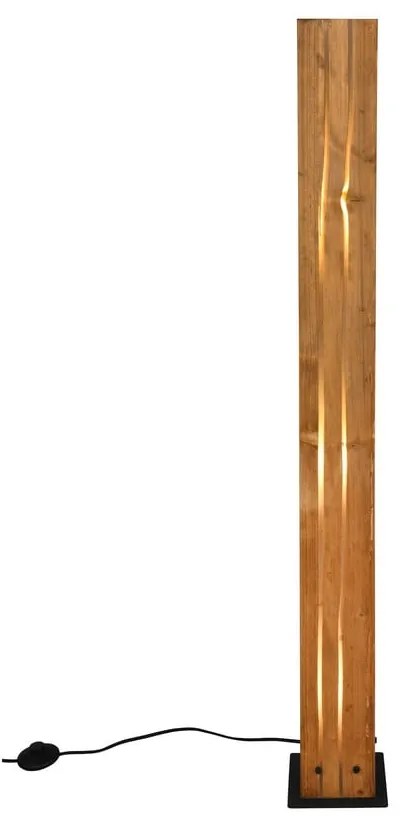 Stojacia lampa v čierno-prírodnej farbe s dreveným tienidlom (výška 121 cm) Karuni – Trio