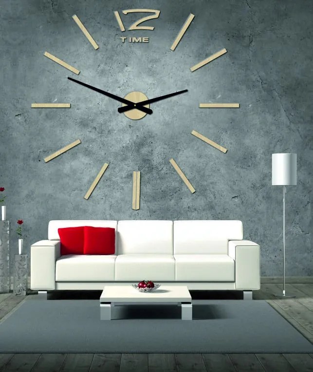 Drevené nástenné hodiny z preglejky - HONEYX: Čierne ručičky Prírodná preglejka - Topoľ  natural 80 cm 3304-17751 12D003 PLYWOOD