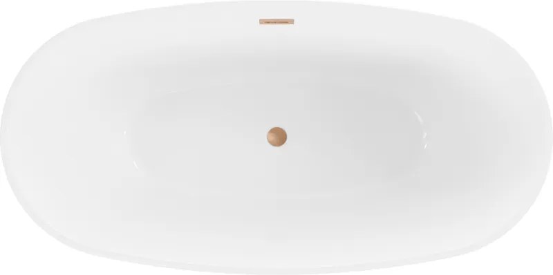 Mexen Eris, voľne stojaca vaňa 155 x 80 cm, biela-čierna, medený prepad, 53441558075-65