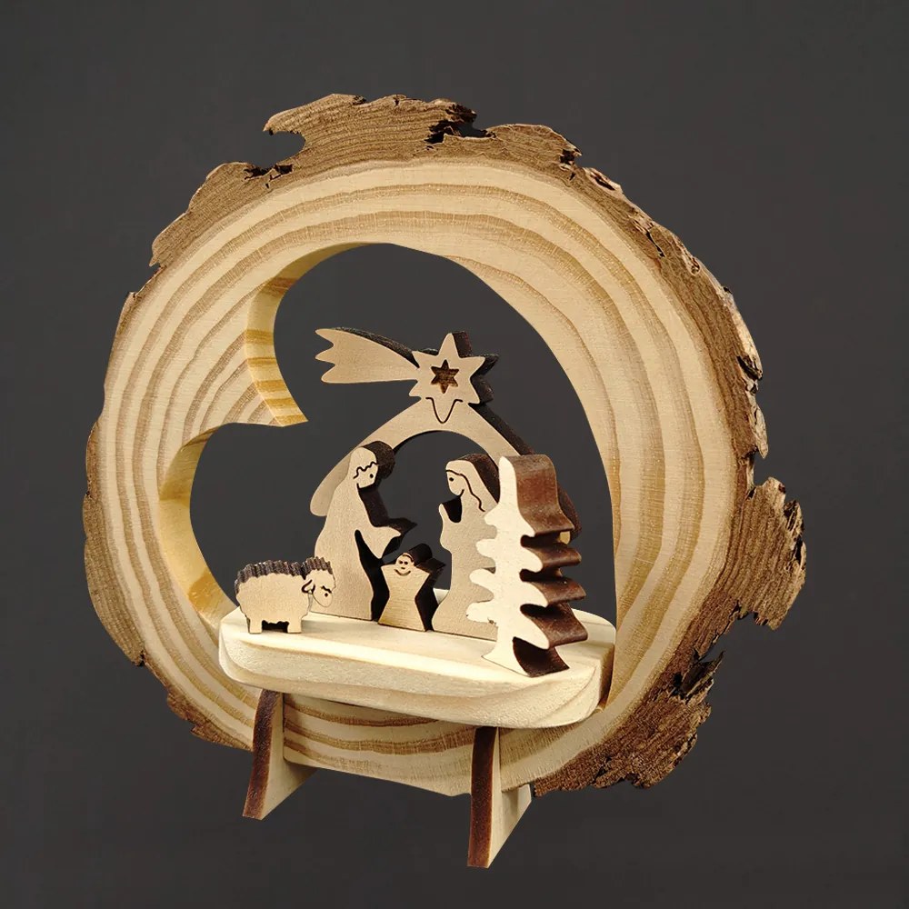 AMADEA Drevený betlehem s figúrkami, masívne drevo, 15 cm, český výrobok