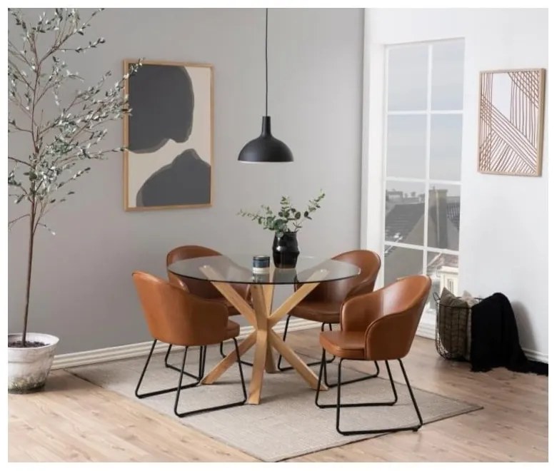 Jedálenský stôl so sklenenou doskou Actona Heaven, ⌀ 119 cm