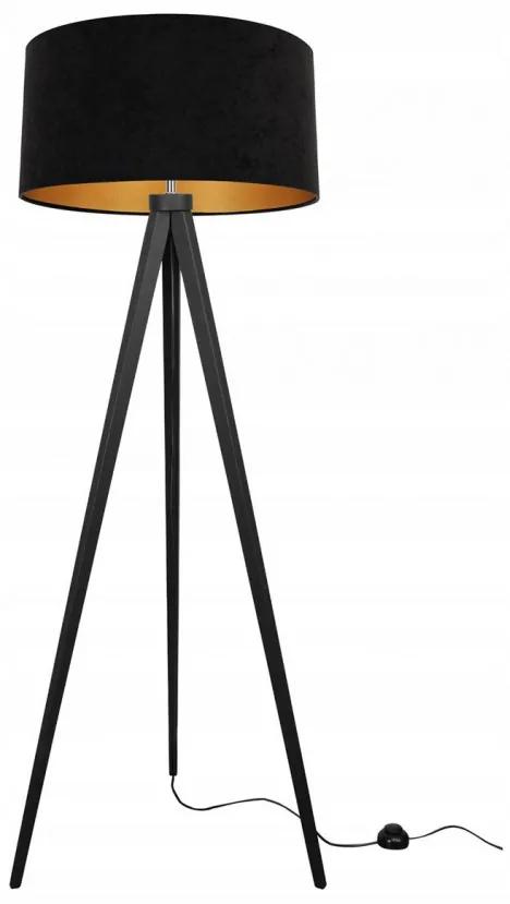 Trojnožková lampa MEDIOLAN - Velúrové tienidlo so zlatým stredom