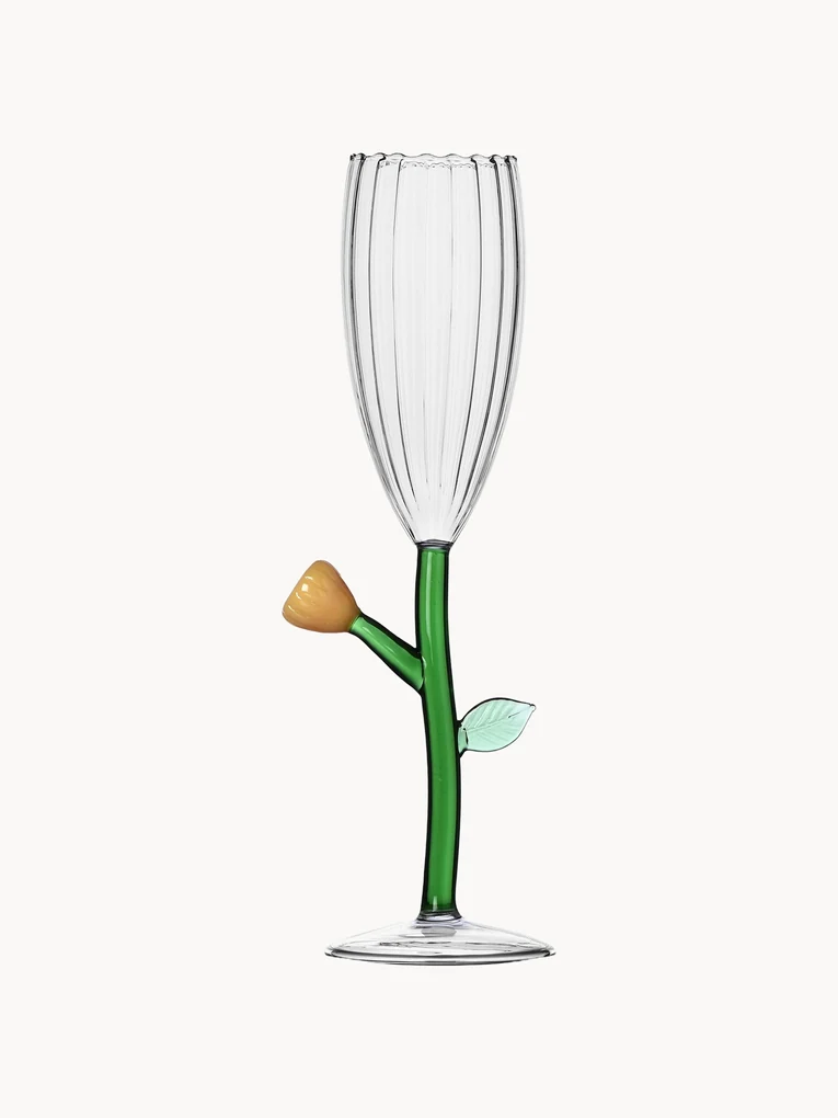 Ručne vyrobený pohár na sekt Botanica