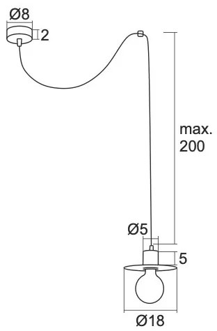 Argon 3835 - Luster na lanku CORSO 1xE27/15W/230V čierna