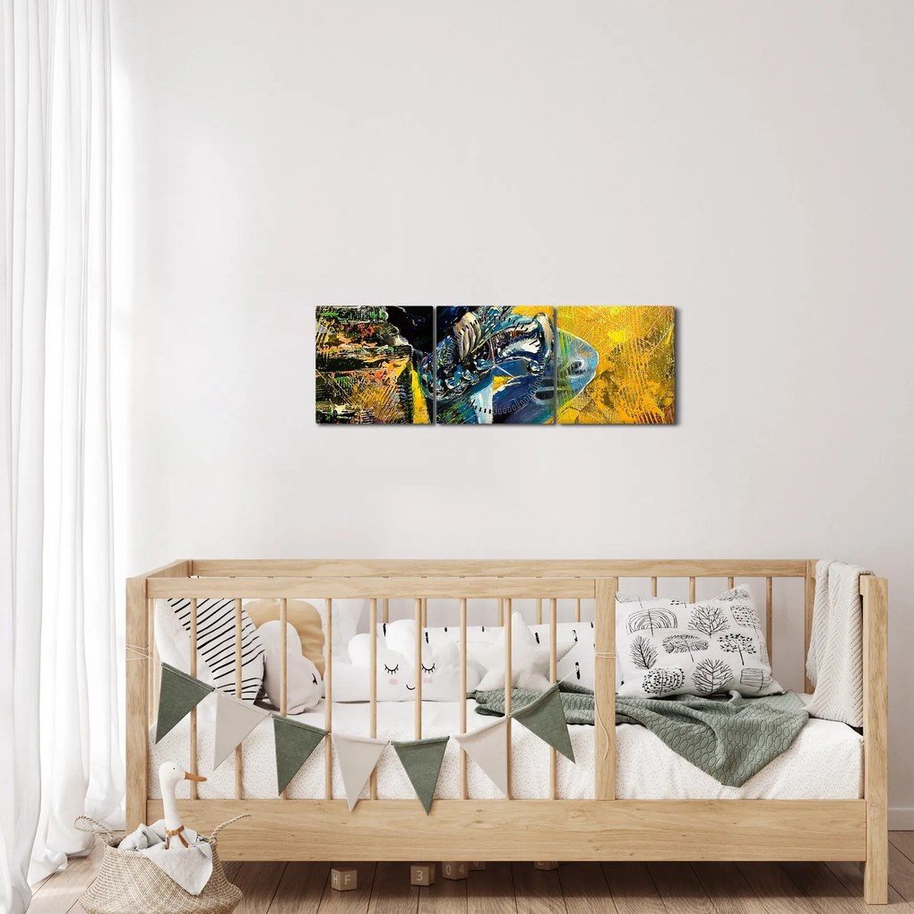 Obraz saxofonistu (s hodinami) (90x30 cm)