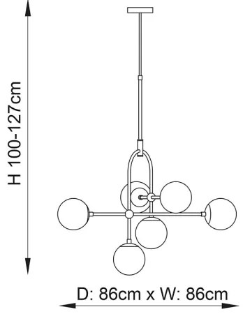 Endon 106661 - Luster na tyči ONTARIO 6xE14/7W/230V čierna/dymová čierna