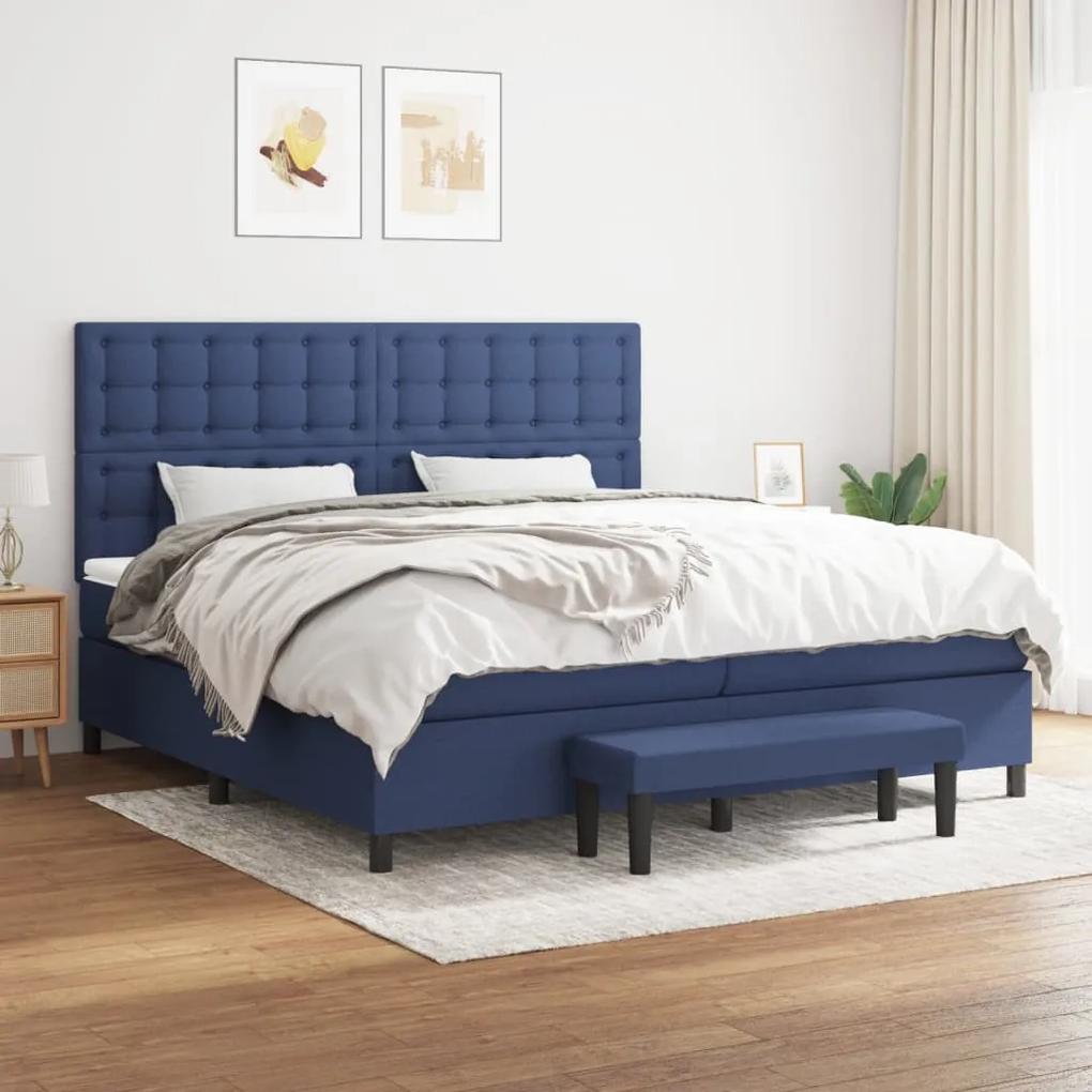 Boxspring posteľ s matracom modrá 200x200 cm látka 3136947
