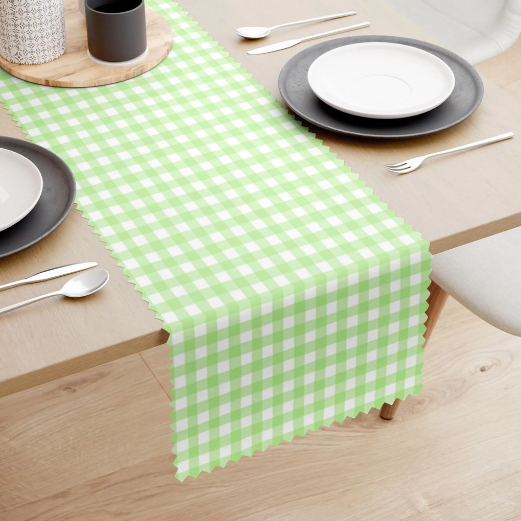 Goldea behúň na stôl teflónový - zelené kocky 50x120 cm