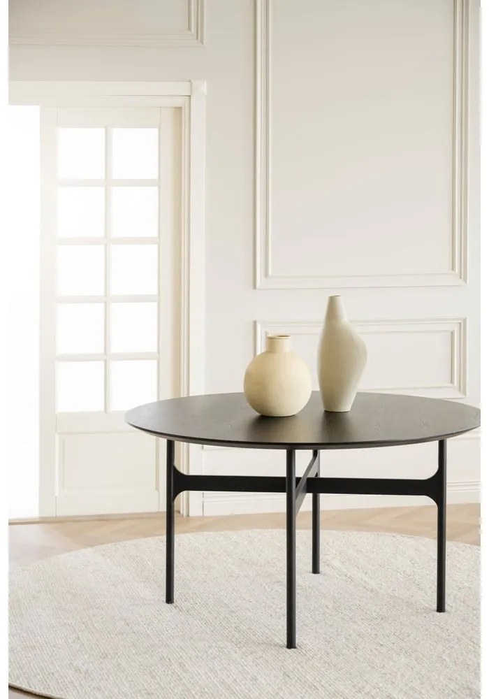 Čierna vitrína z dubového dreva 95x125 cm Everett - Rowico
