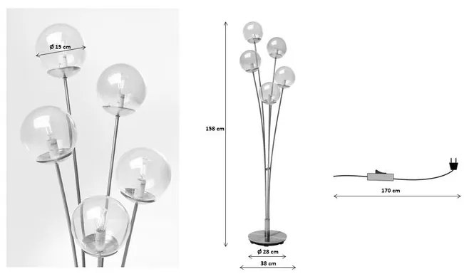 Kare Design Stojatá lampa Amber – mosadzná 5 svetiel