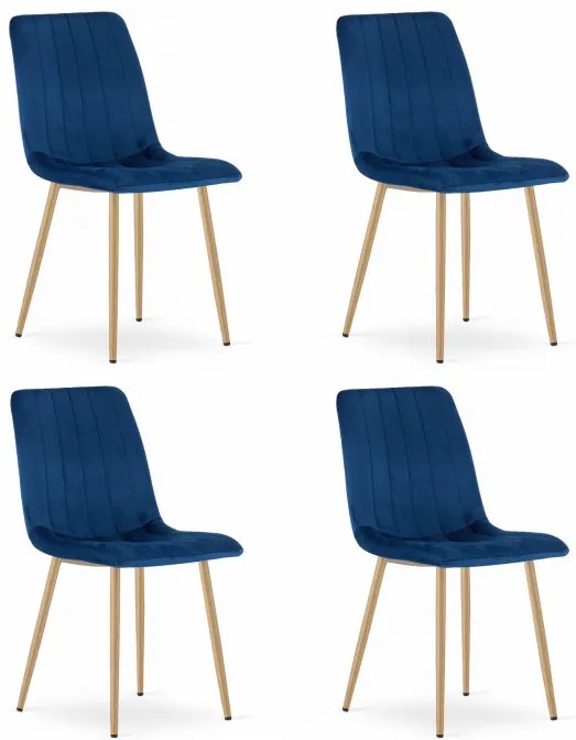 Set štyroch jedálenských stoličiek LAVA zamatové granátové / drevené nohy (4 ks)