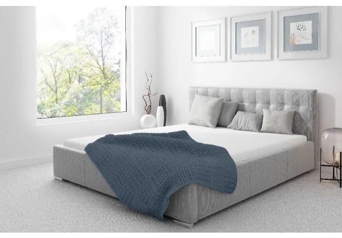 Čalúnená posteľ Soffio s úložným priestorom svetlo šedá 200 x 200