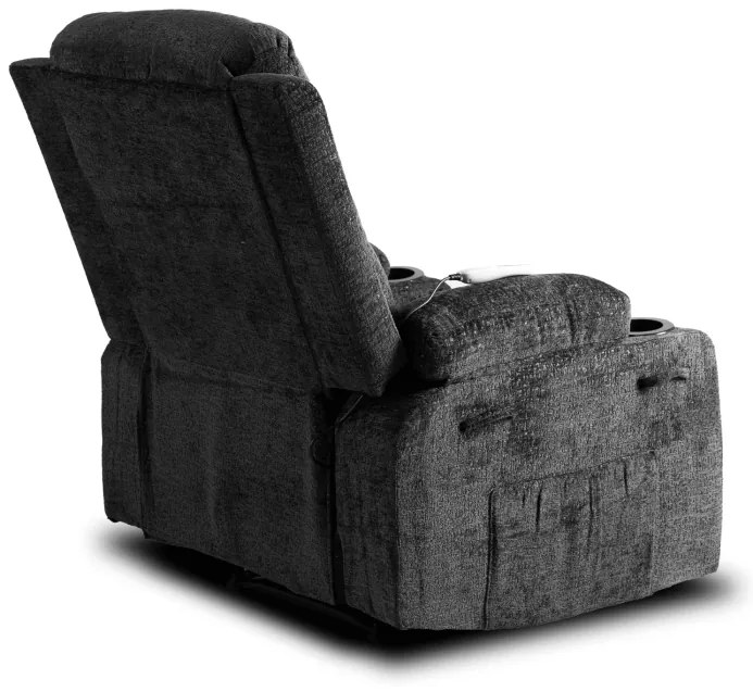JAKS Masážne kreslo čierne mikroplyš Box