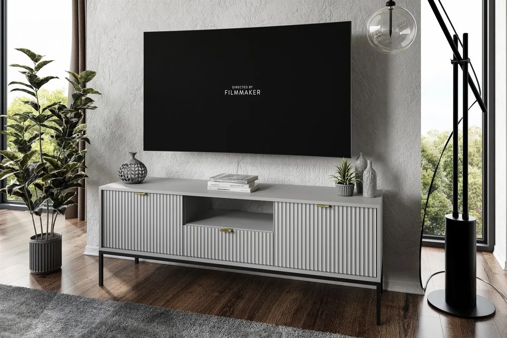 TV STOLÍK VIGGO ŠEDÝ + ČIERNY PODSTAVEC 154 cm