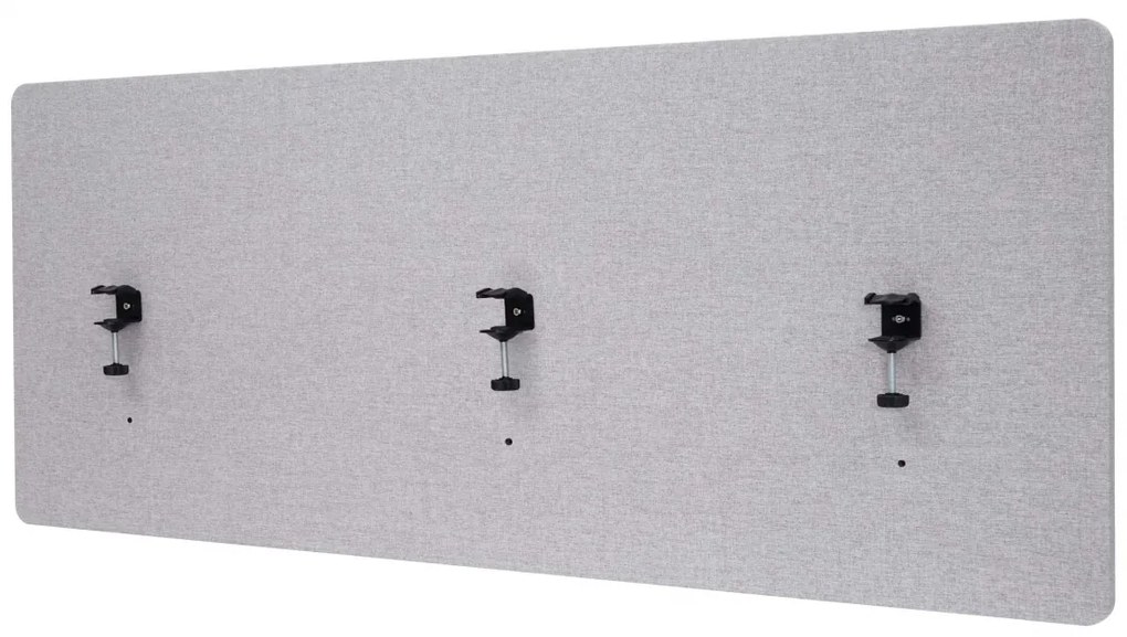 Akustický panel na stôl HWC-G75 - dvojstenná látka/textil - 60x160cm - sivá