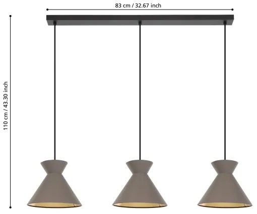Eglo 900348 - Luster na lanku NASTASIA 3xE27/40W/230V