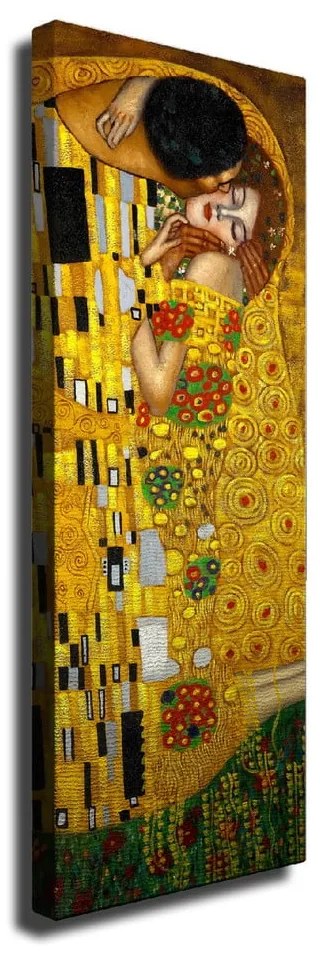 Nástenná reprodukcia na plátne Gustav Klimt The Kiss, 30 × 80 cm