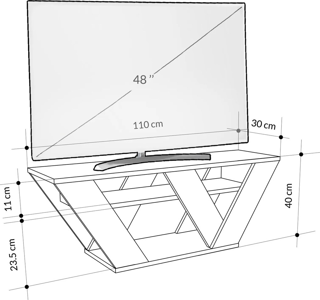 Televízny stolík Houseland Pipralla 110 cm dub prírodný