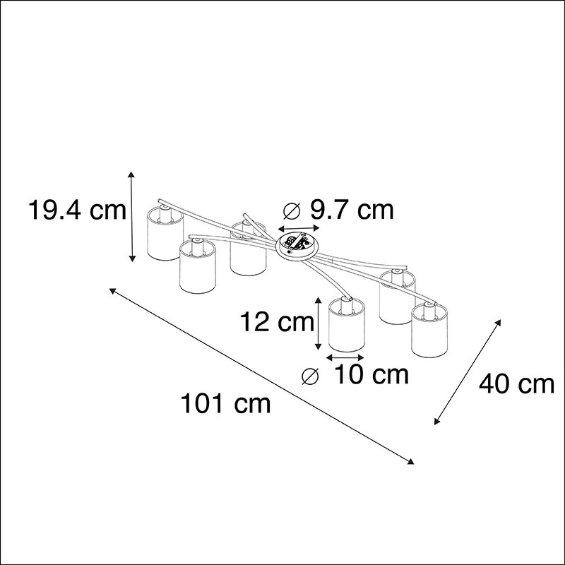 Moderné stropné svietidlo čierne 6-žiarovkové - Lofty