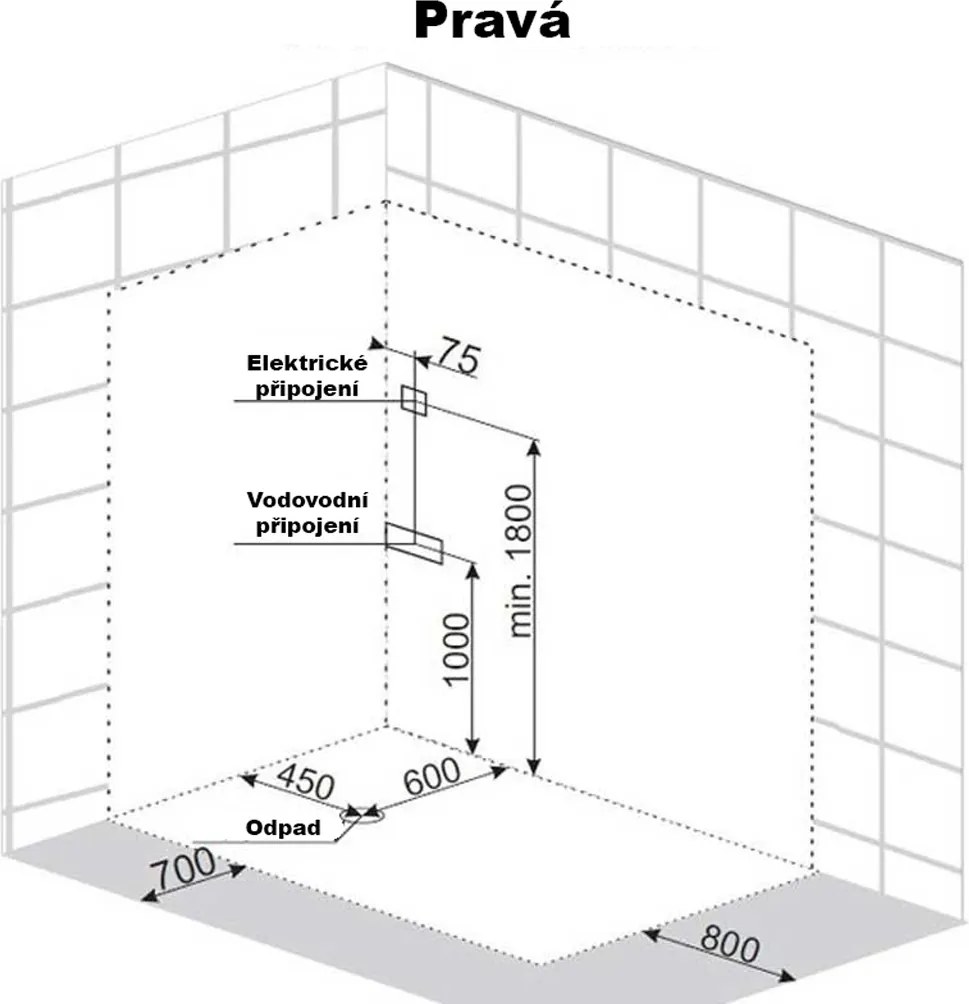 BPS-koupelny Hydromasážny box HYD-Victor 120 P, 120x85 pravý bez sauny