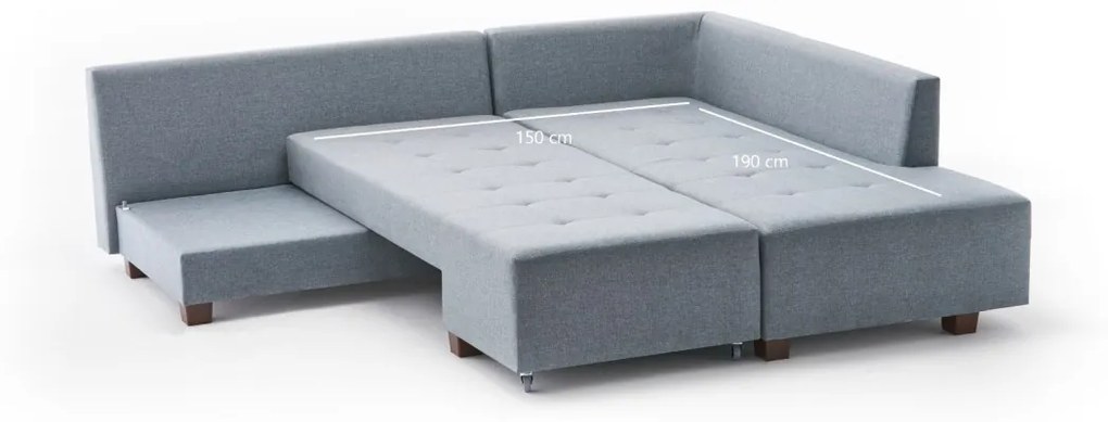 Rohová rozkladacia pohovka Manama svetlomodrá pravá