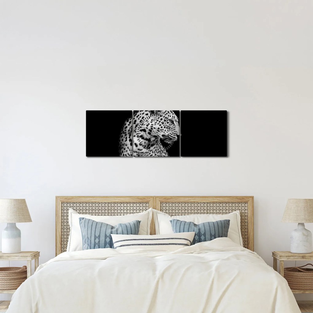 Obraz - Leopard (s hodinami) (90x30 cm)