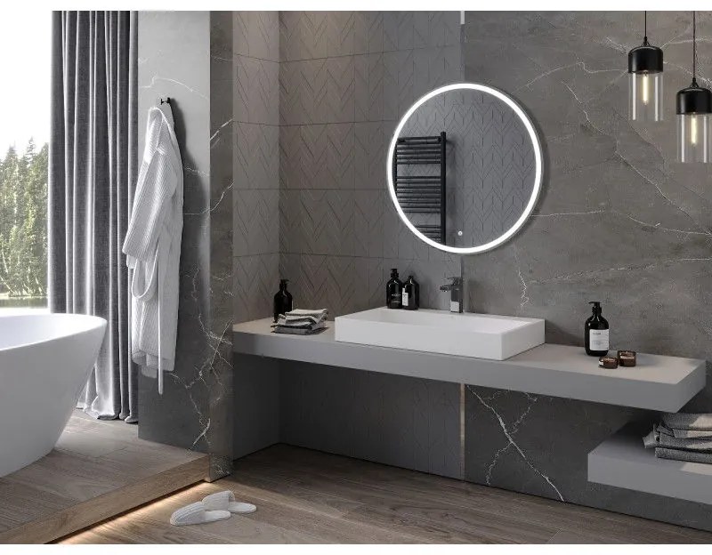 Mexen Gobi, LED okrúhle kúpeľňové zrkadlo s podsvietením 80 cm, 6000K, ochrana proti zahmlievaniu, 9801-080-080-611-00
