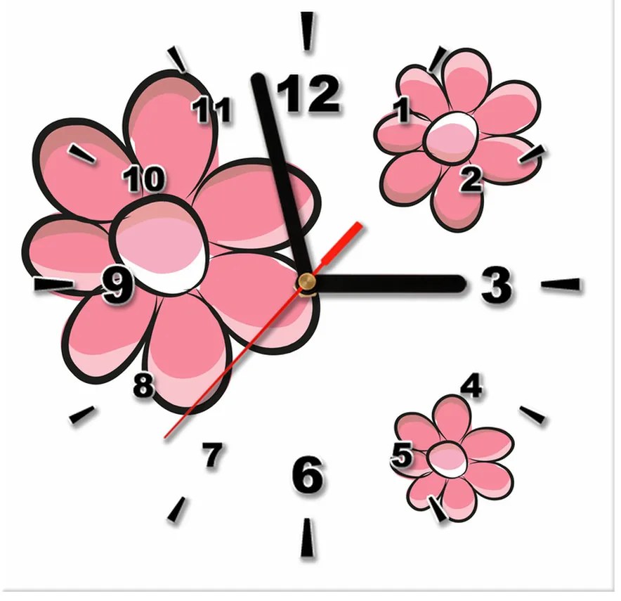 Gario Obraz s hodinami Ružové kvietky Rozmery: 30 x 30 cm