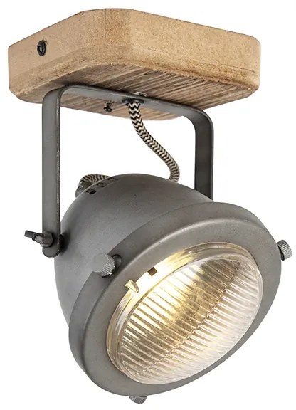 Priemyselné bodové svetlo oceľ s drevom naklápateľné - Emado