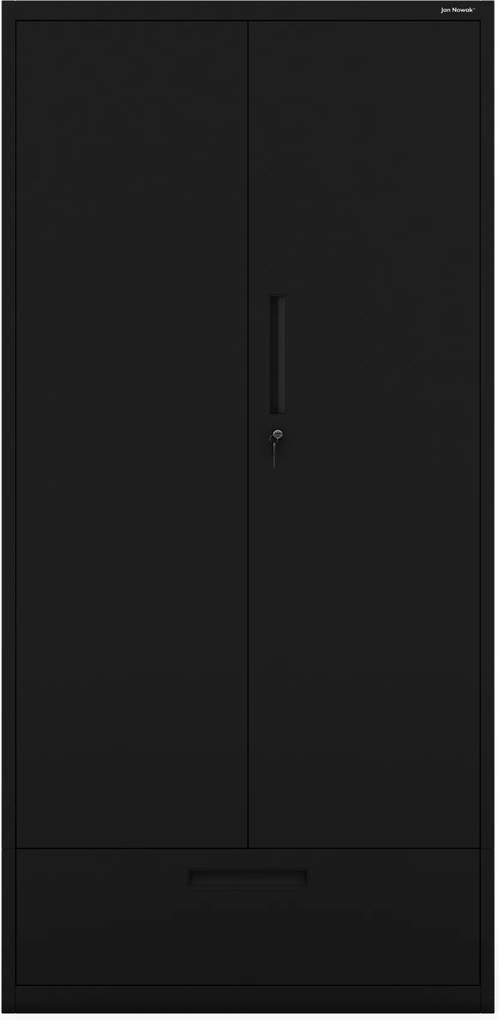 Modulárna kovová multifunkčná skriňa so zásuvkou čierna MEGAN 1850 x 900 x 400 mm