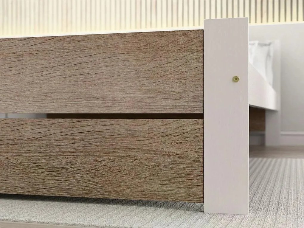 Posteľ IKAROS DOUBLE 80 x 200 cm, biela/dub sonoma Rošt: S latkovým roštom, Matrac: Matrac COCO MAXI 20 cm