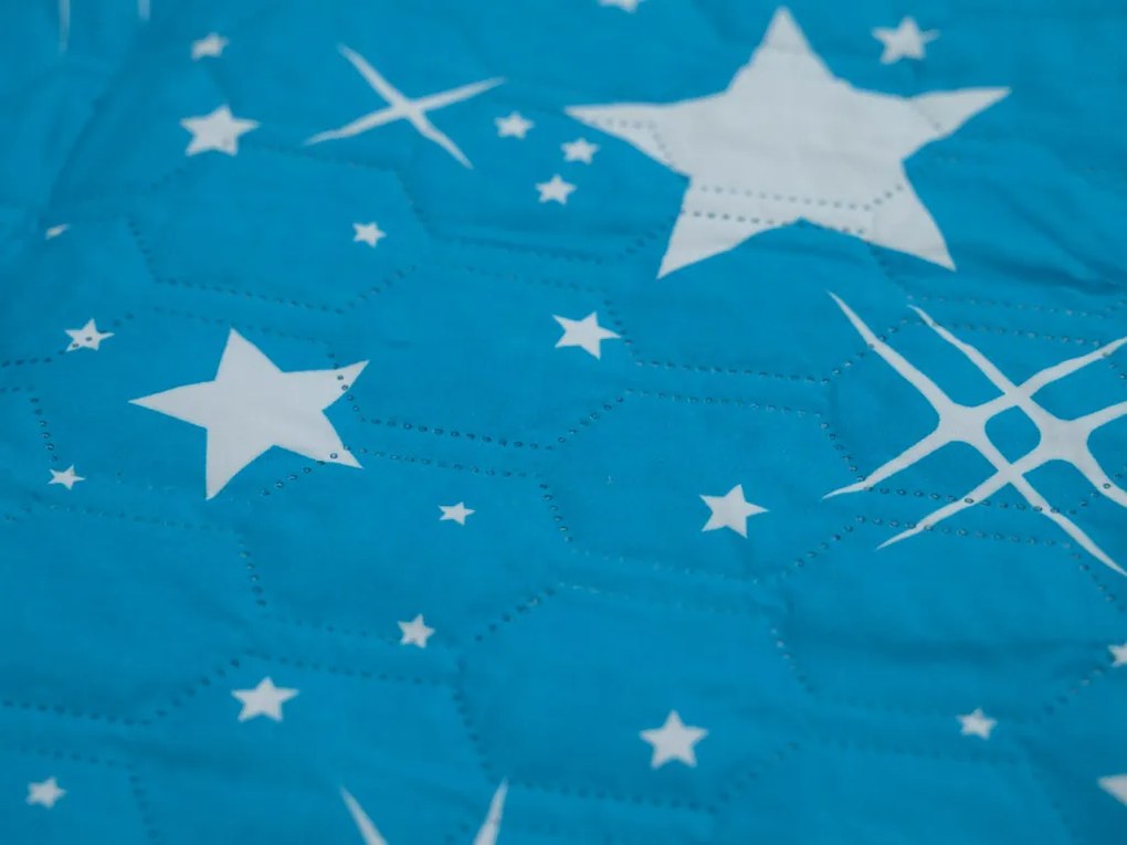 Prehoz na posteľ NIGHT SKY HEXAGON, tyrkysový Rozmer: 170 x 210 cm