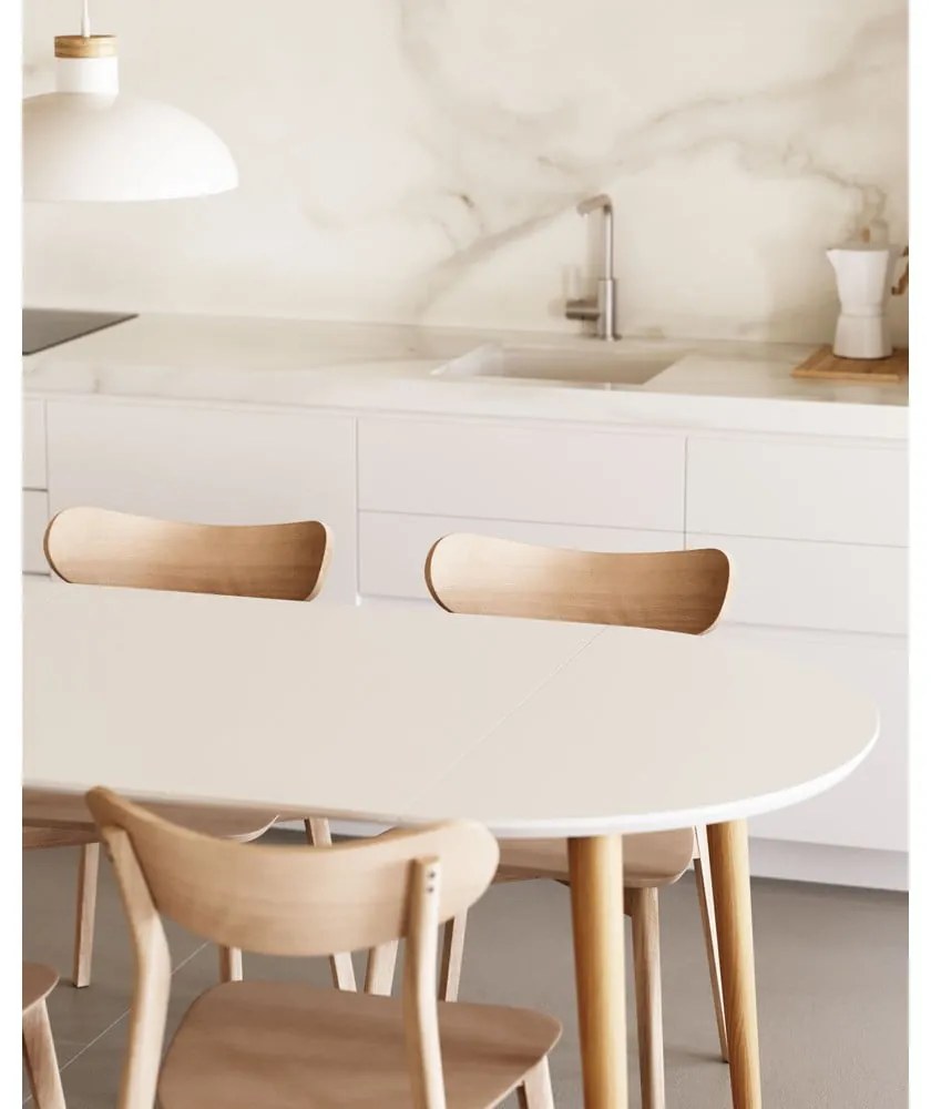 Biely okrúhly rozkladací jedálenský stôl s bielou doskou ø 90 cm Oqui – Kave Home