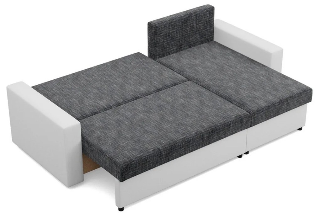 Rohová rozkladacia sedacia súprava LUNA Sivá/biela I