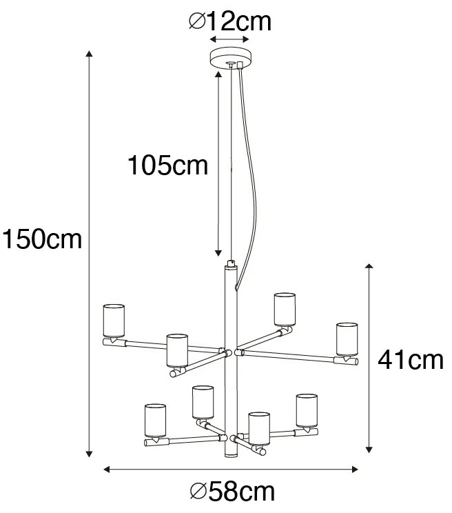 Moderné závesné svietidlo čierne 8-žiarovkové - Osprey