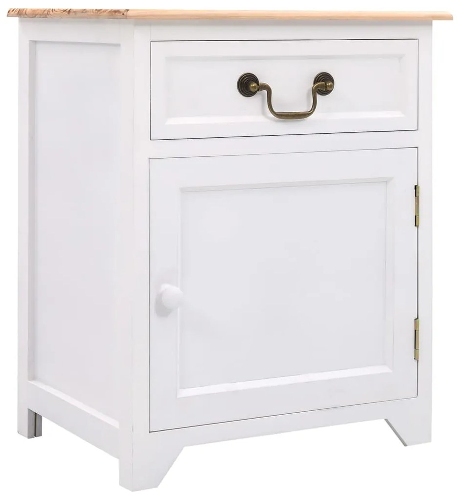vidaXL Nočný stolík, bielo hnedý 40x30x50 cm, drevo paulovnie