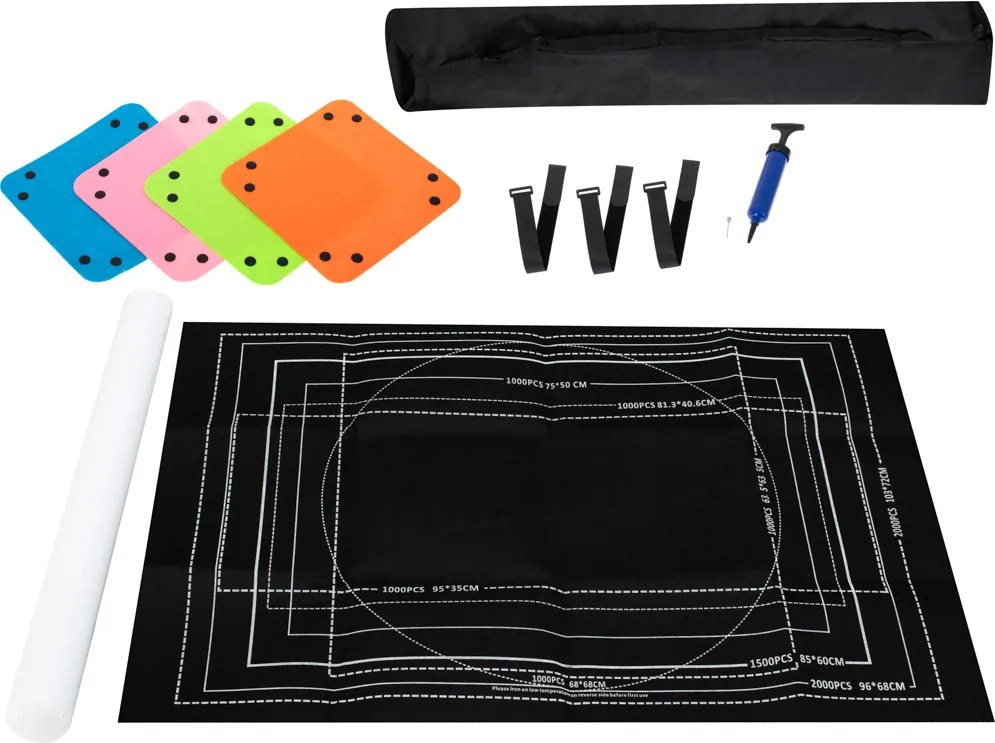 KIK Filcová podložka na puzzle 500–2000 dielikov – rolovacia sada (rúrka, vrecúška, kufrík)