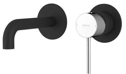 Sapho Sapho, ULTRAMIX 2-prvková podomietková umývadlová batéria, hubica 15cm, čierná mat/chróm, UT118BC