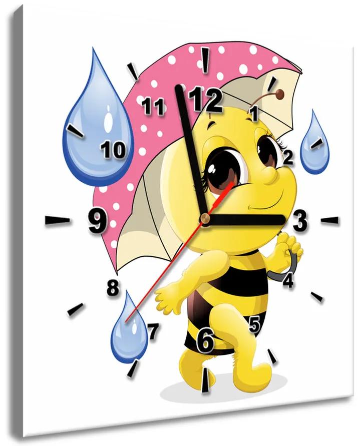 Gario Obraz s hodinami Včielka s dáždnikom Veľkosť: 30 x 30 cm